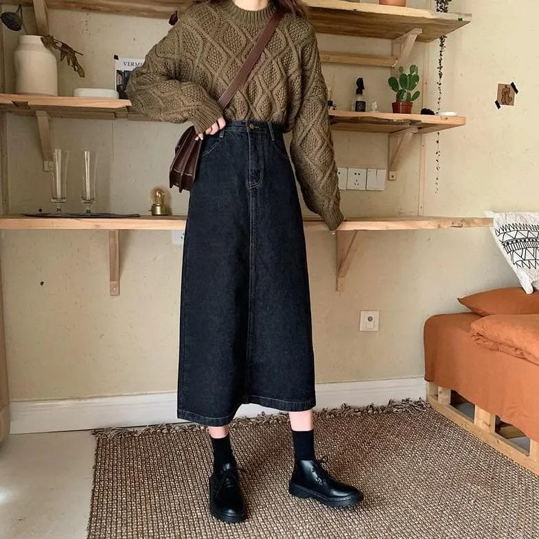 Midi Denim Skirt