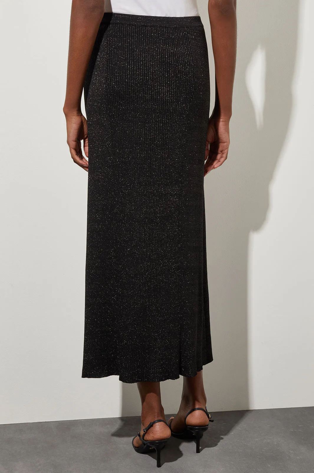 Midi Straight Skirt - Shimmer Ribbed Knit