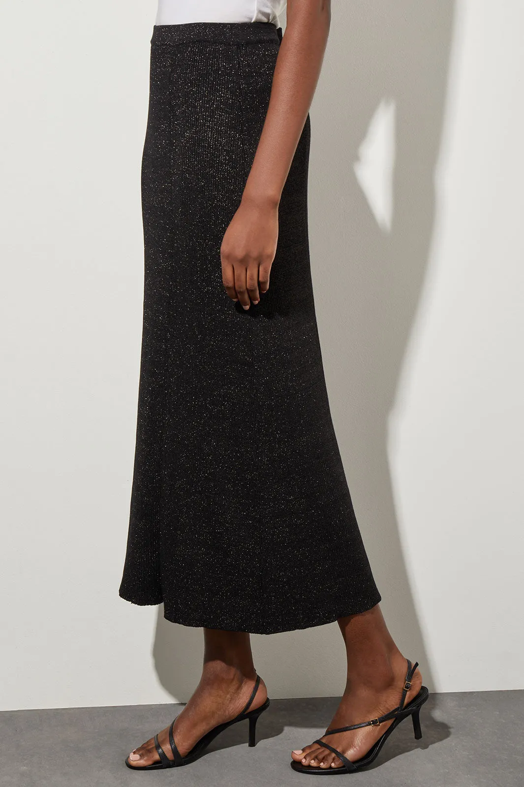 Midi Straight Skirt - Shimmer Ribbed Knit