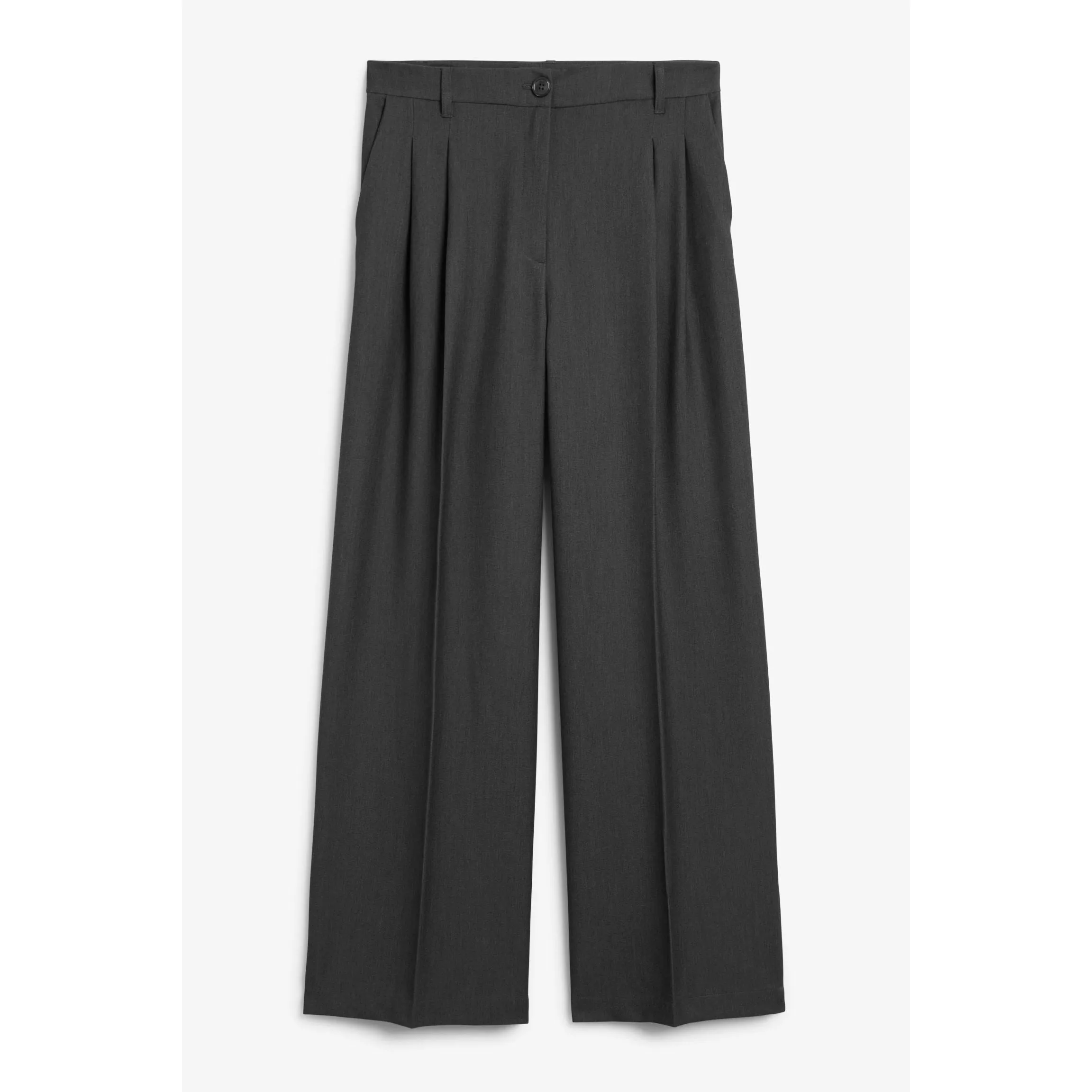 Monki High Waist Wide Leg Pants, dark gray