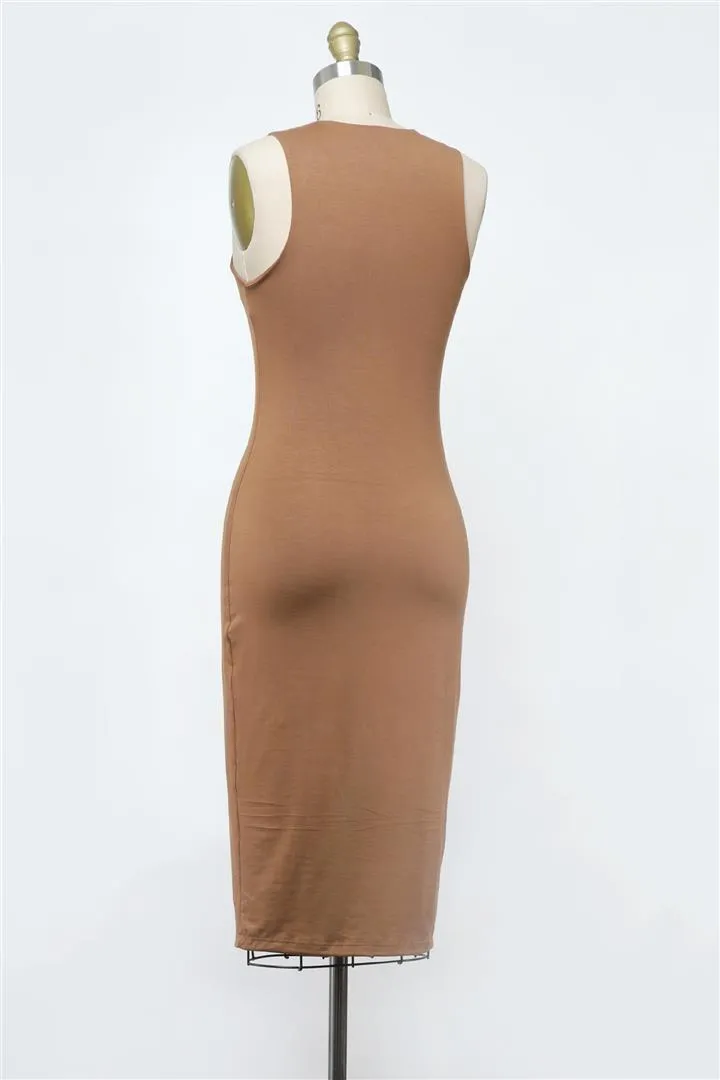 Must Have High Neck Double Layer Bodycon Midi Dress (Assorted Colors)