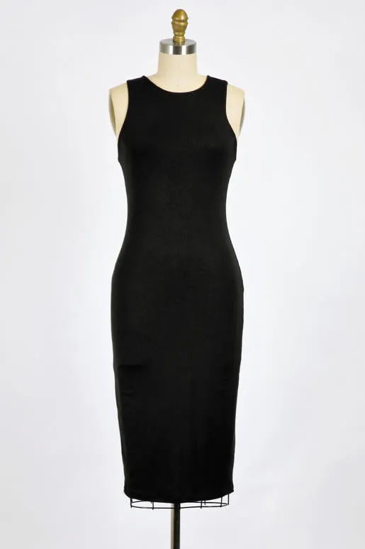 Must Have High Neck Double Layer Bodycon Midi Dress (Assorted Colors)