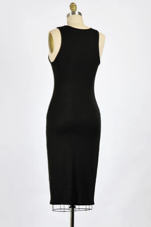 Must Have High Neck Double Layer Bodycon Midi Dress (Assorted Colors)