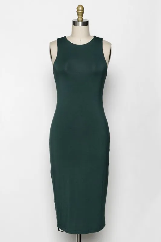 Must Have High Neck Double Layer Bodycon Midi Dress (Assorted Colors)