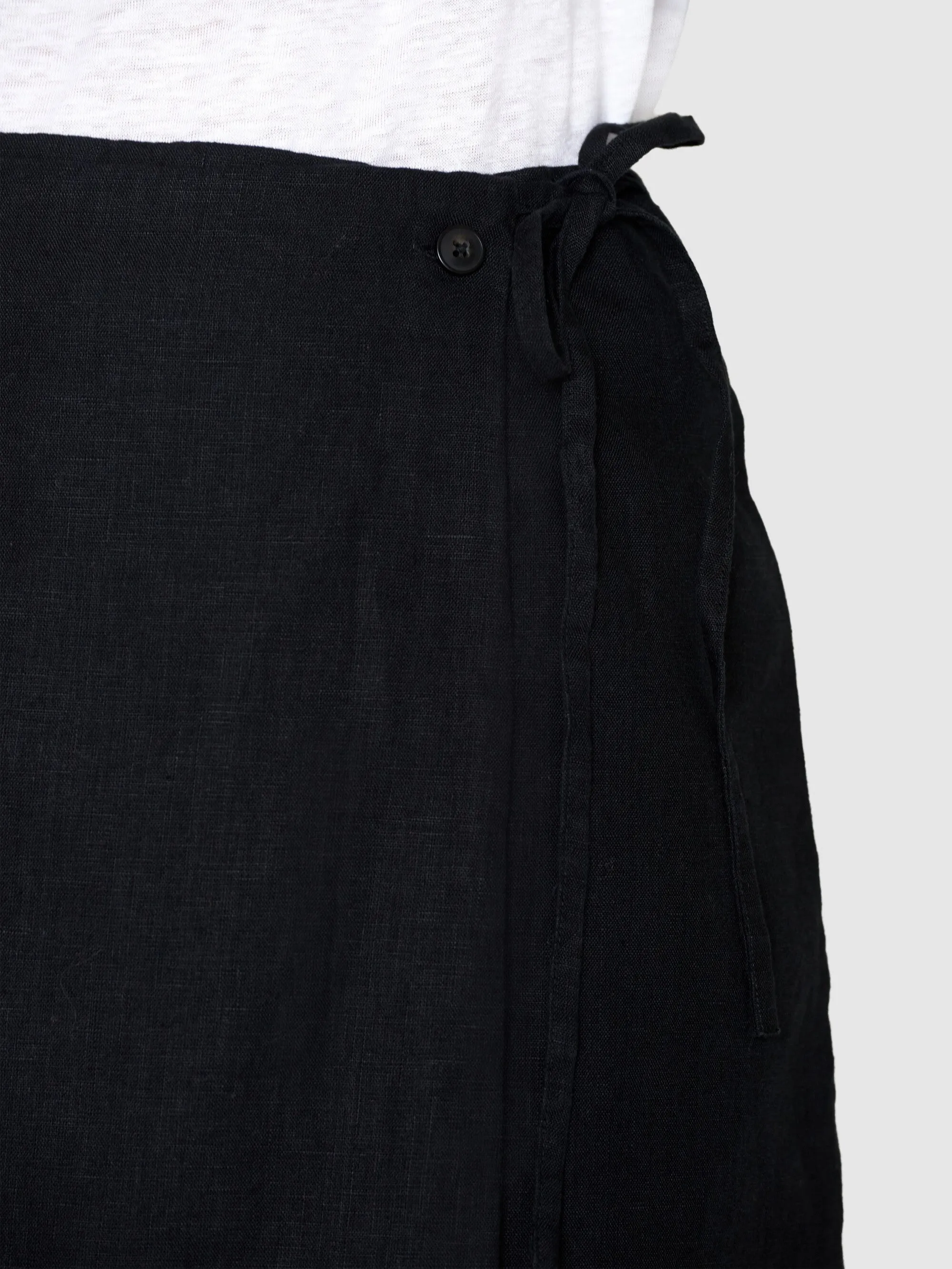 Natural linen wrap skirt - Black Jet