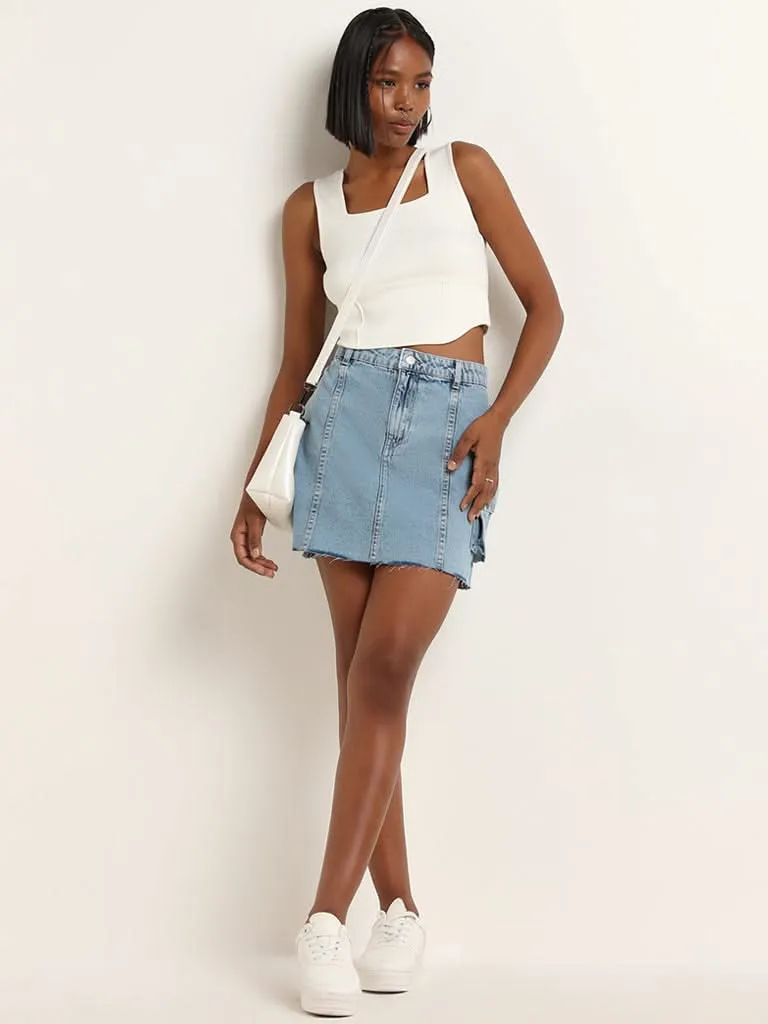 Nuon Light Blue High Rise Denim Skirt