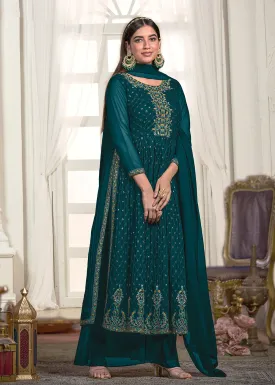 Nyra Cut Style Teal Blue Festive Palazzo Suit