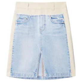 Paneled Light Vintage Blue Denim Skirt