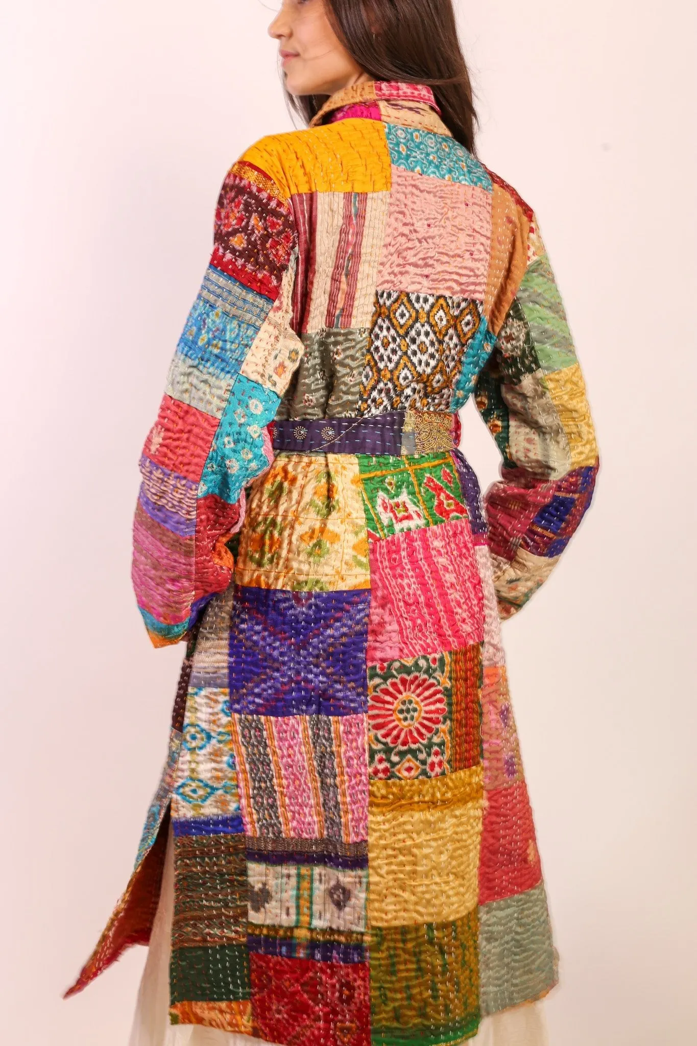 PATCHWORK SILK COAT HILA