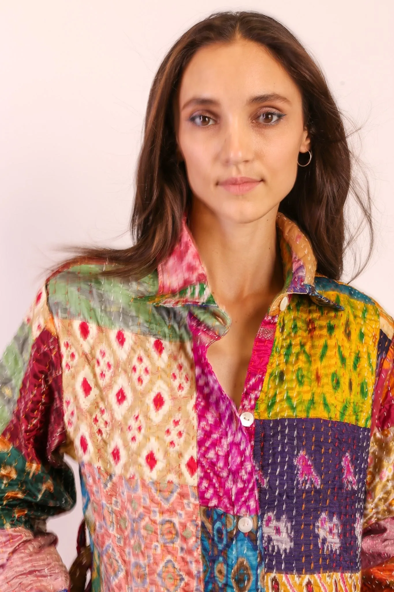 PATCHWORK SILK COAT HILA