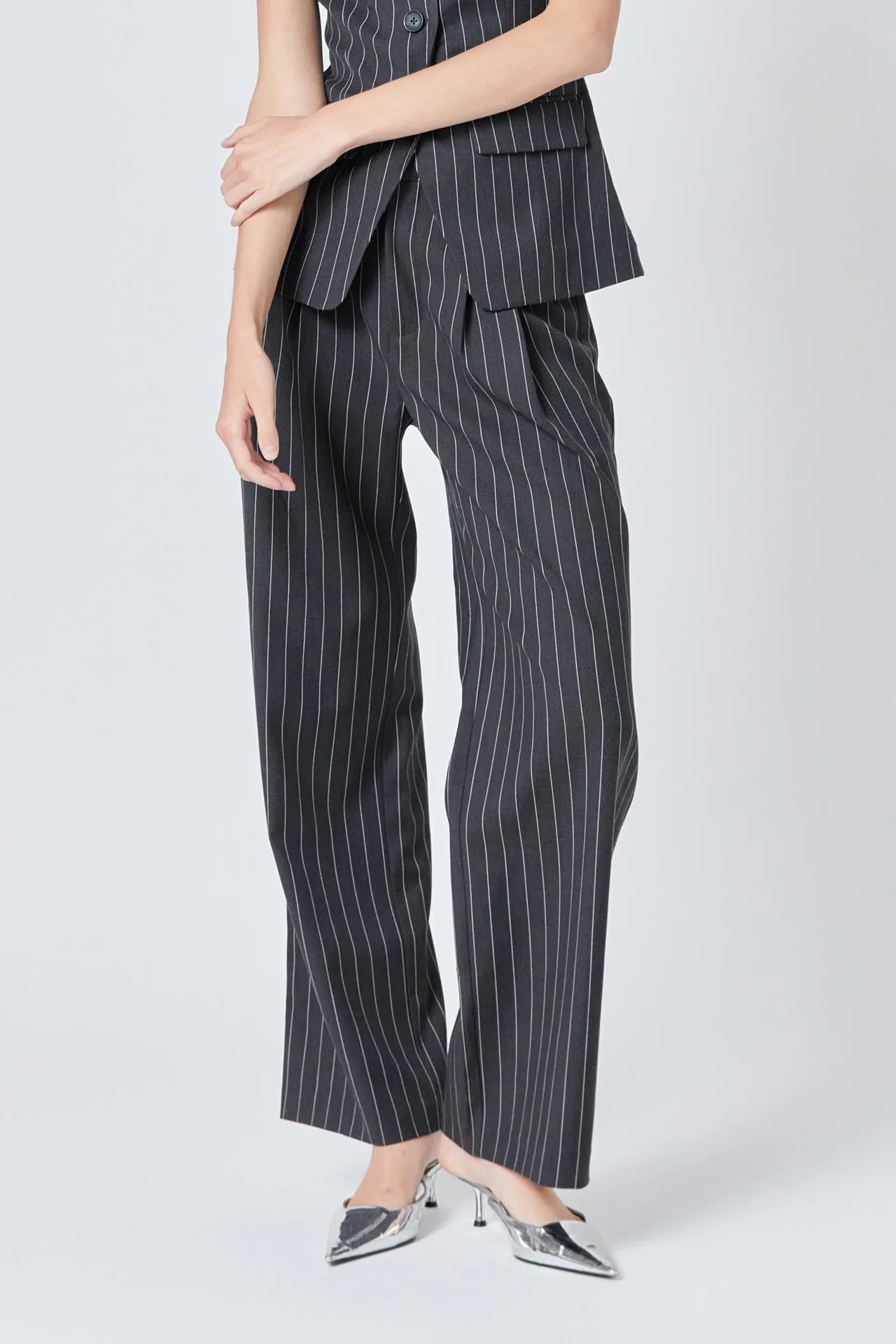 Pinstriped High Waisted Trouser