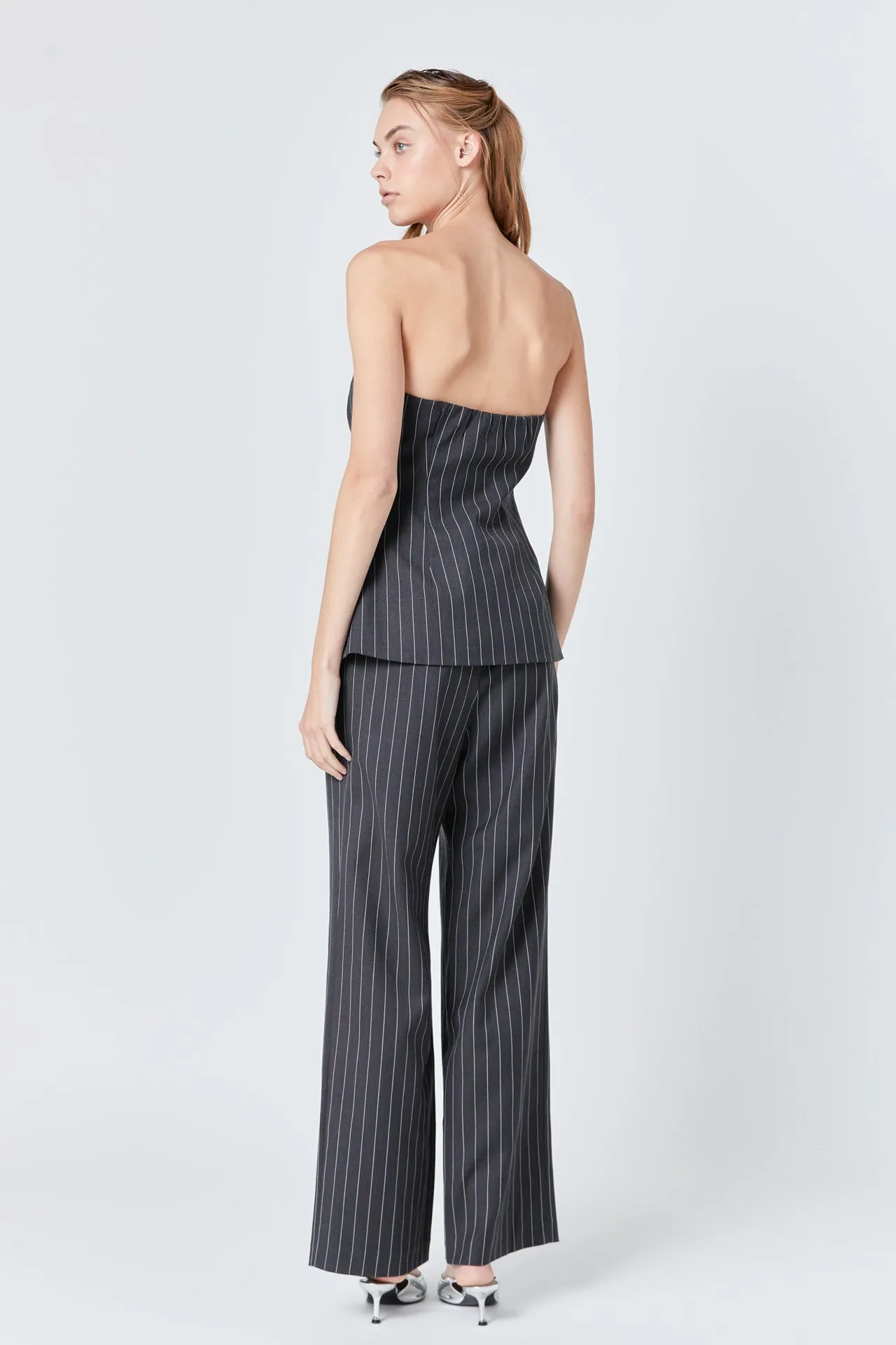 Pinstriped High Waisted Trouser