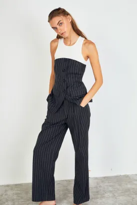 Pinstriped High Waisted Trouser