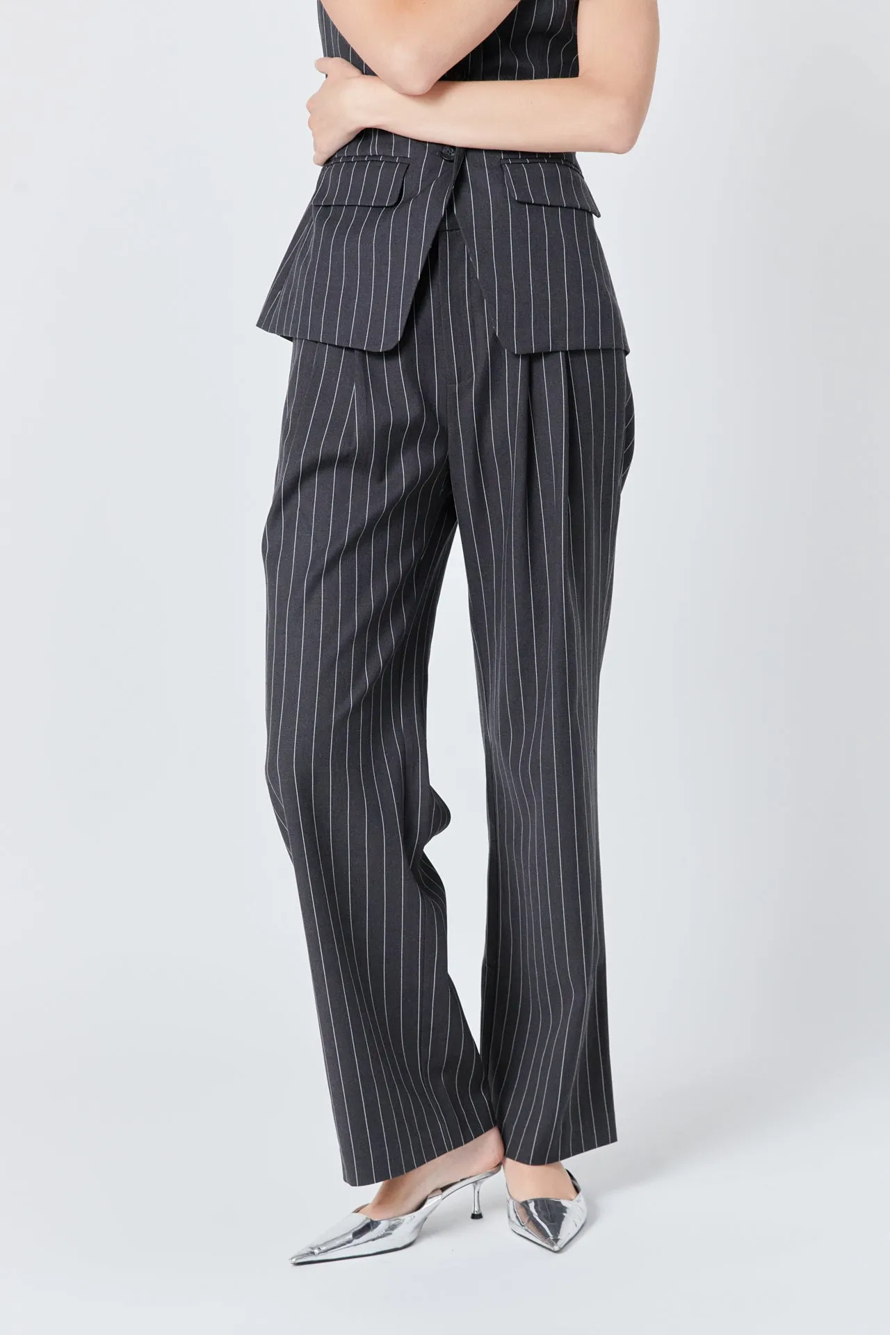 Pinstriped High Waisted Trouser