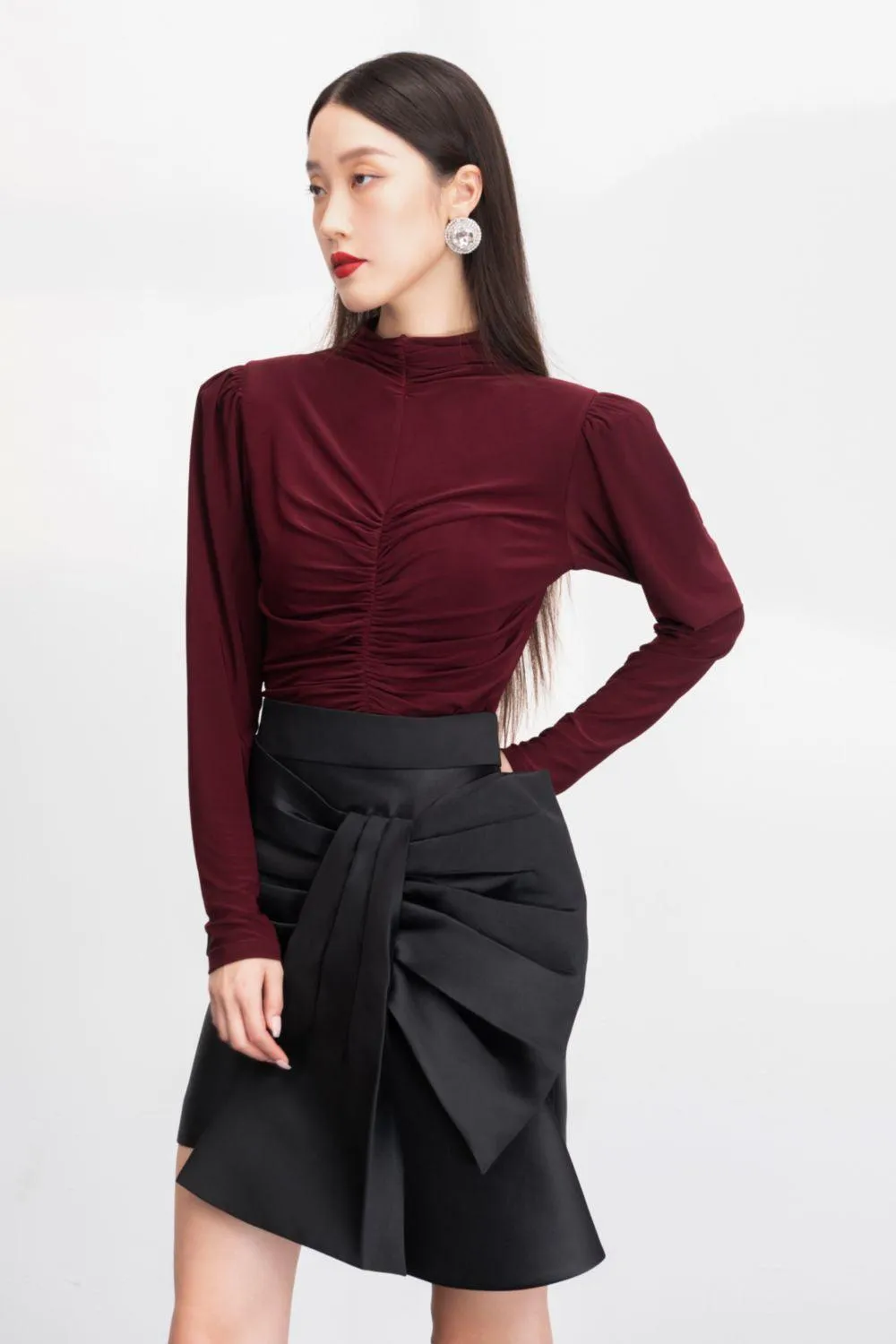 Rory A-line Bow Tie Taffeta Mini Skirt