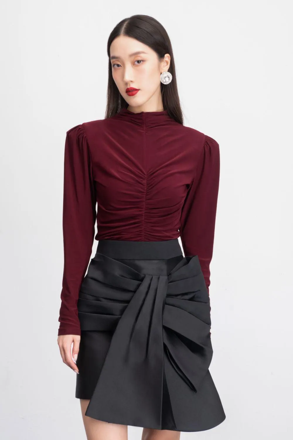 Rory A-line Bow Tie Taffeta Mini Skirt