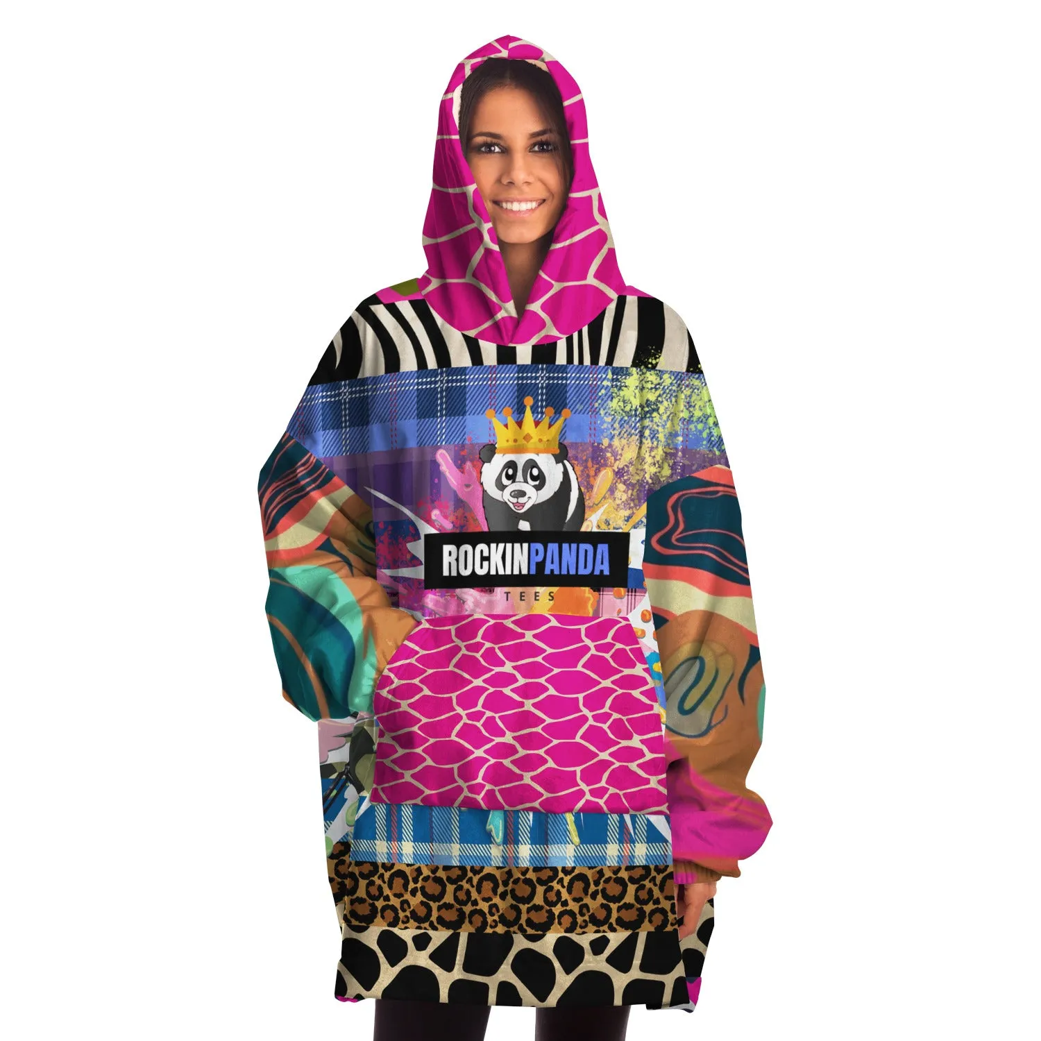 RPT Rockin Panda Animal Print Camo Blanket Hoodie (one-size)