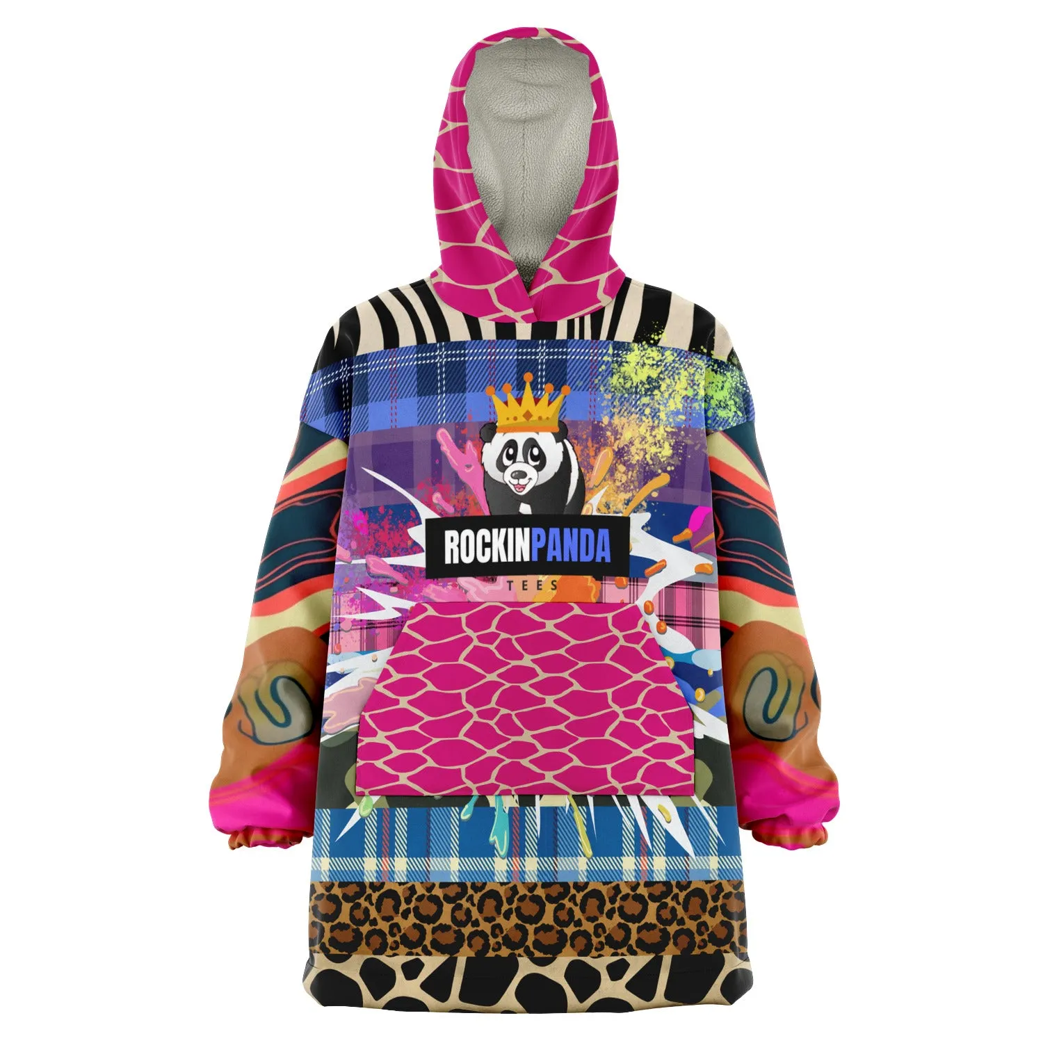 RPT Rockin Panda Animal Print Camo Blanket Hoodie (one-size)