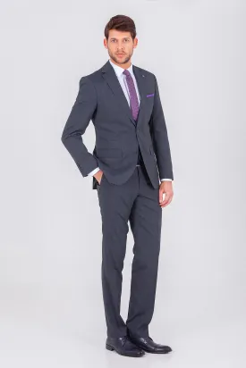 Slim Fit Light Navy Wool Blend Casual Suit with Vest