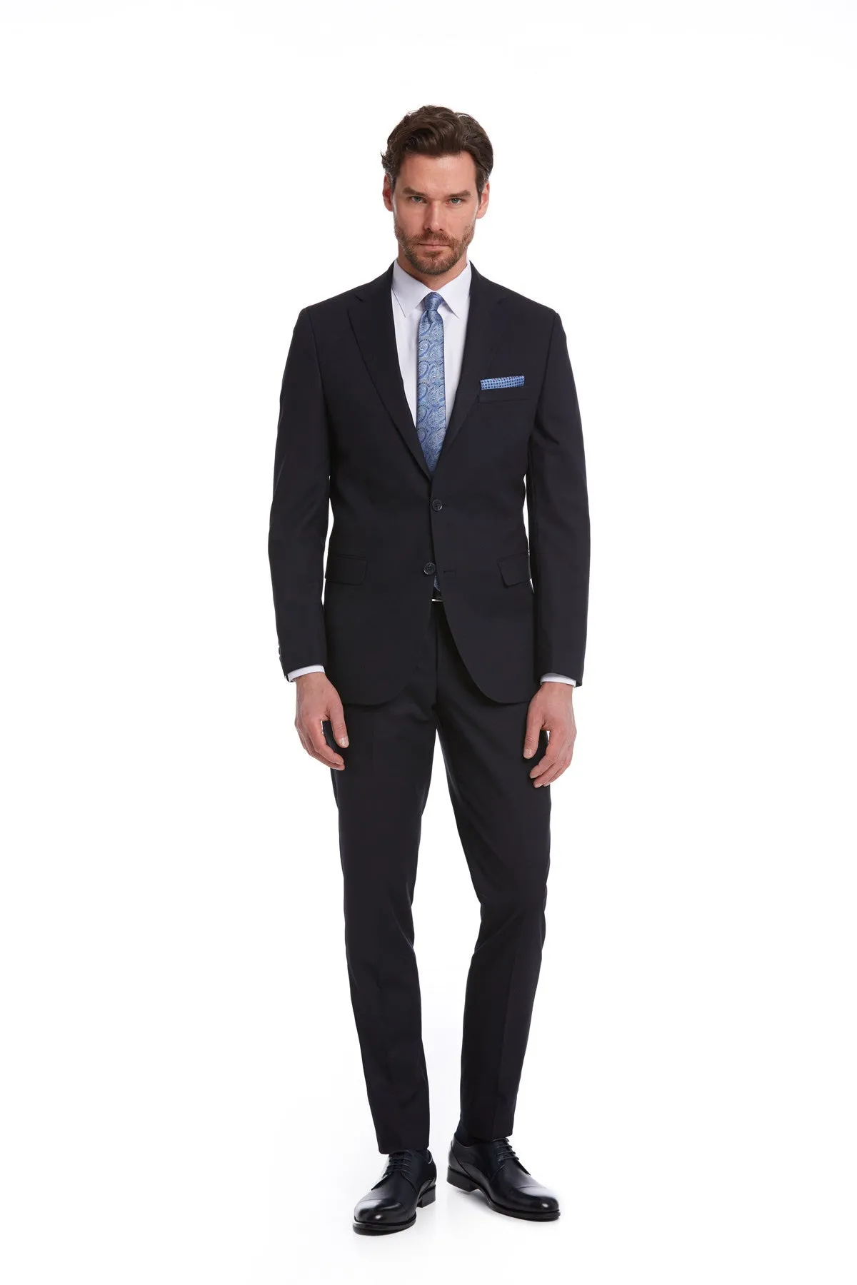 Slim Fit Plain Notch Lapel Navy Classic Suit