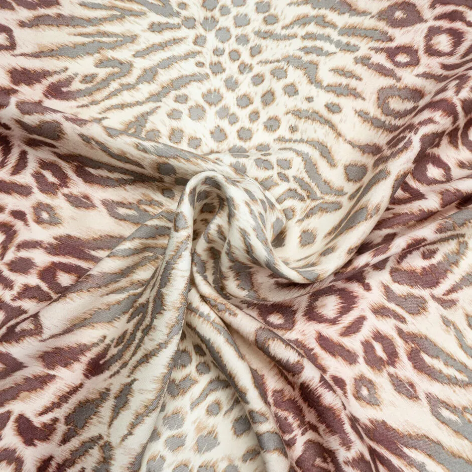 Soft Animal Printed Silk & Wool Zibeline