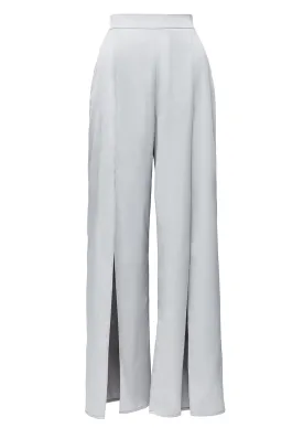 Step Split-Hem Satin Trousers