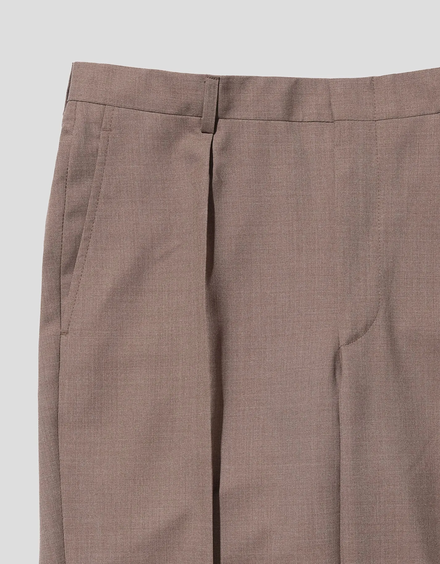 TAN SINGLE PLEAT WOOL TROUSER