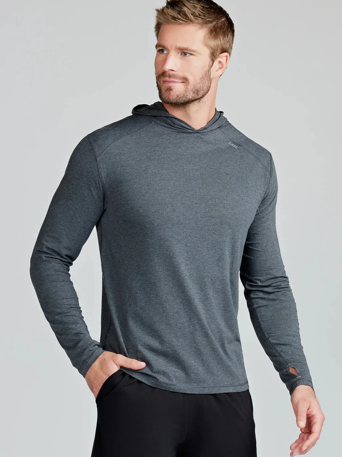 tasc Performance Men's Carrollton Lightweight Hoodie in Iron Heather