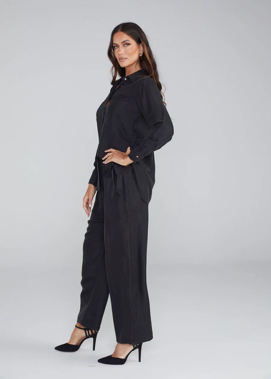 The Silk Long-sleeve Shirt - Black