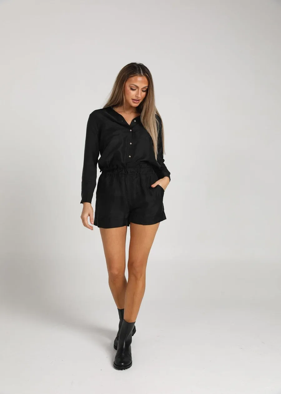 The Silk Long-sleeve Shirt - Black