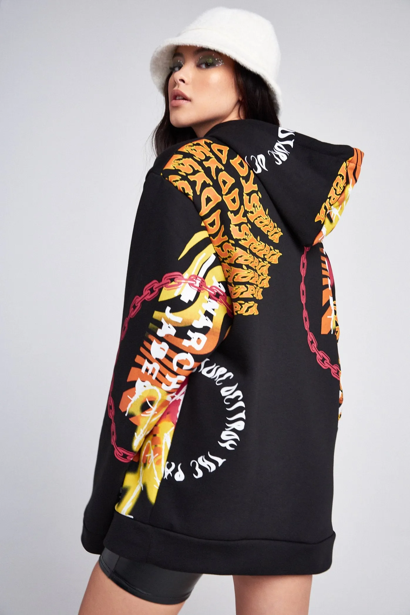 Vortex Graffiti Print Oversized Hoodie