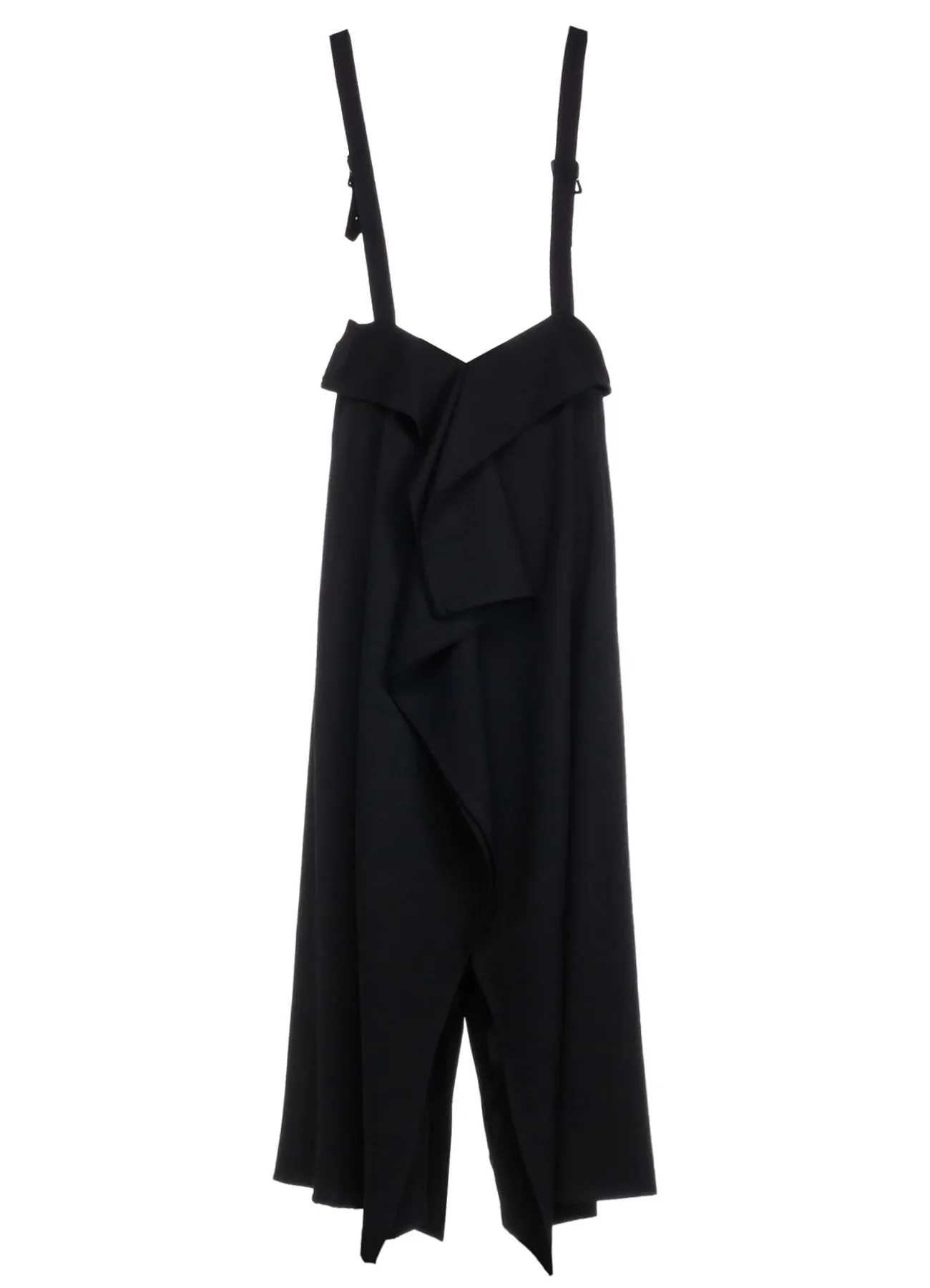 WOOL GABARDINE SQUARED SUSPENDER SKIRT