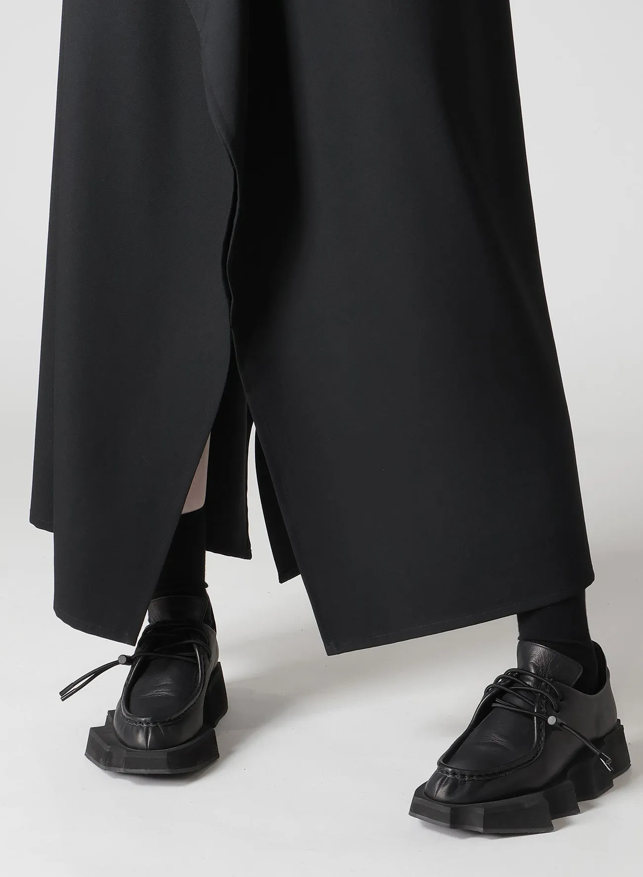 WOOL GABARDINE SQUARED SUSPENDER SKIRT