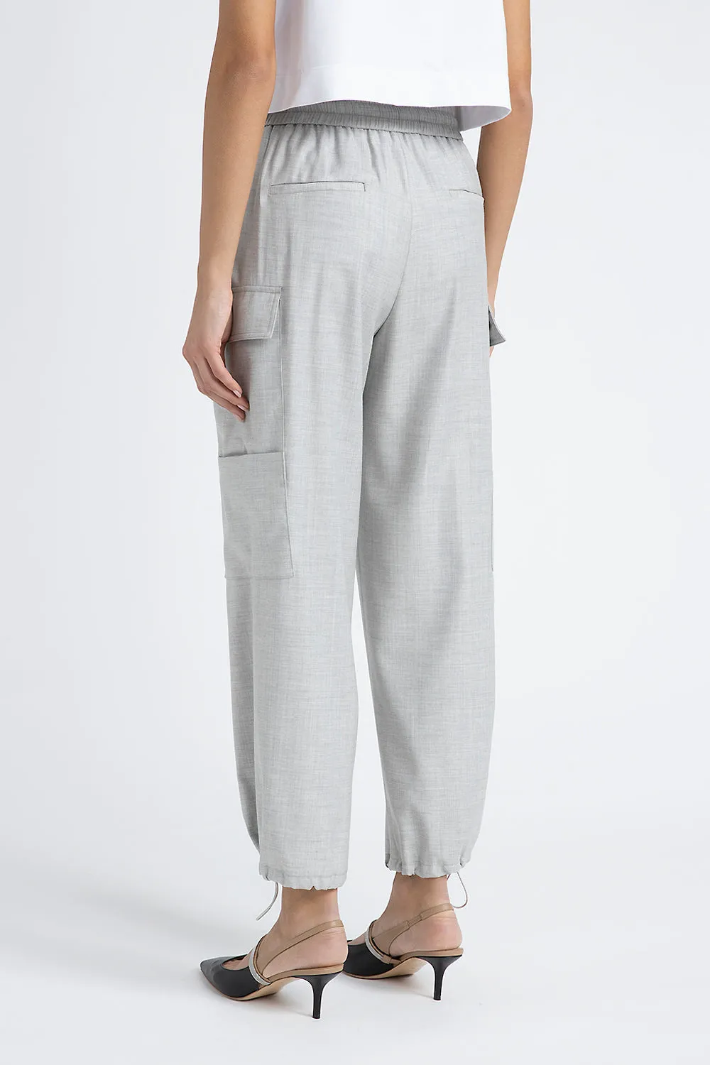 Wool viscose baggy trousers with cargo pockets